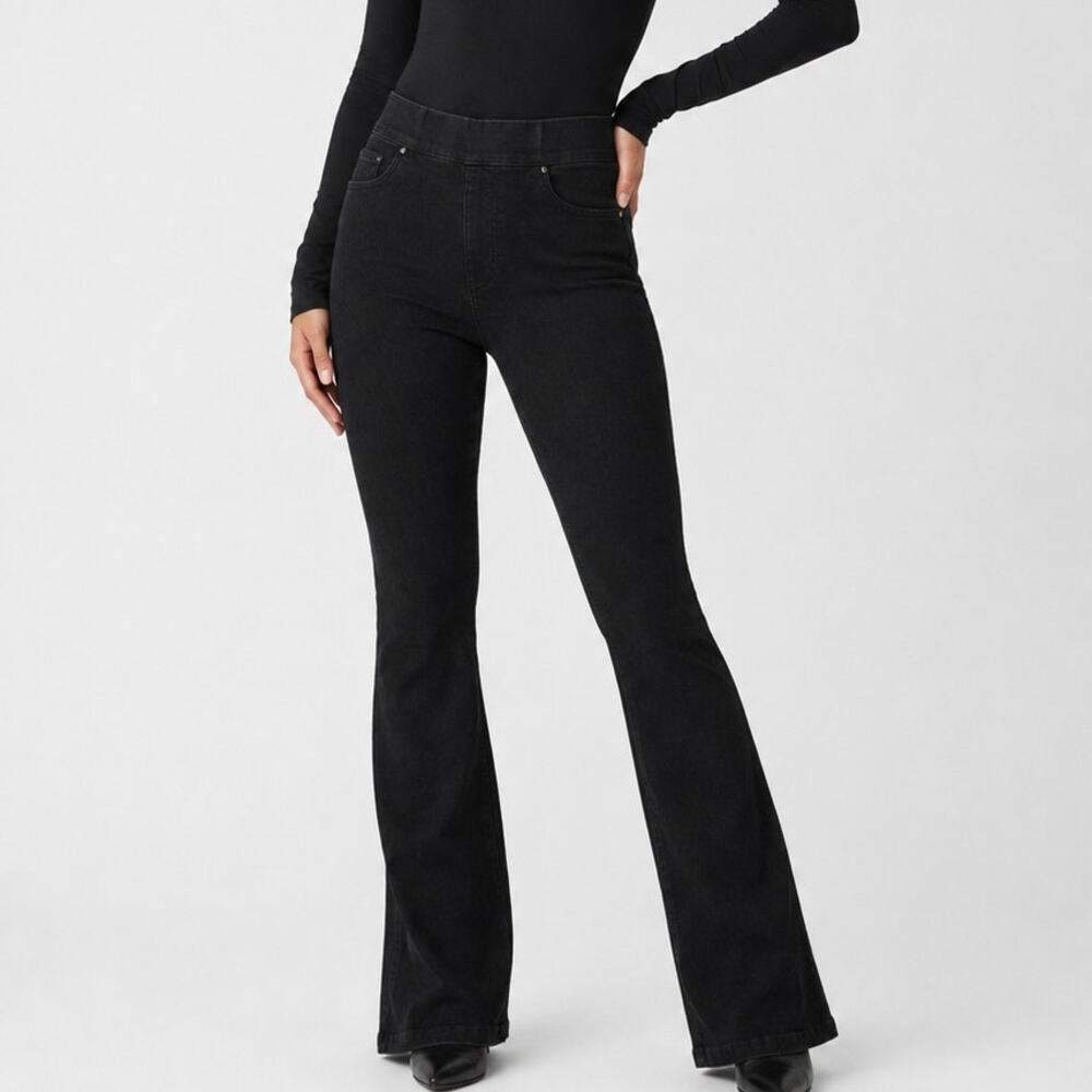 Spanx SPANXshape EveryWear Flare Jeans Clean Black Size M Pull On High Rise